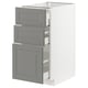 METOD Base cab f hob/3 fronts/3 drawers, white Maximera/Bodbyn grey, 40x60x80 cm