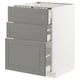 METOD Base cab f hob/3 fronts/3 drawers, white Maximera/Bodbyn grey, 60x60x80 cm