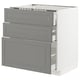 METOD Base cab f hob/3 fronts/3 drawers, white Maximera/Bodbyn grey, 80x60x80 cm
