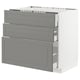 METOD Base cab f hob/3 fronts/3 drawers, white Maximera/Bodbyn grey, 90x60x80 cm