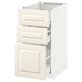 METOD Base cab f hob/3 fronts/3 drawers, white Maximera/Bodbyn off-white, 40x60x80 cm