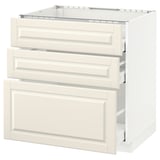 METOD Base cab f hob/3 fronts/3 drawers, white Maximera/Bodbyn off-white, 80x60x80 cm