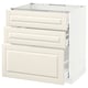 METOD Base cab f hob/3 fronts/3 drawers, white Maximera/Bodbyn off-white, 80x60x80 cm