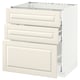 METOD Base cab f hob/3 fronts/3 drawers, white Maximera/Bodbyn off-white, 75x60x80 cm
