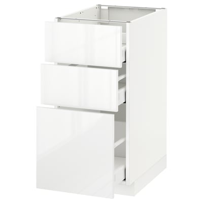 METOD Base cab f hob/3 fronts/3 drawers, white Maximera/Ringhult white, 40x60x80 cm