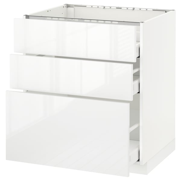 METOD Base cab f hob/3 fronts/3 drawers, white Maximera/Ringhult white, 75x60x80 cm