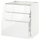 METOD Base cab f hob/3 fronts/3 drawers, white Maximera/Ringhult white, 75x60x80 cm