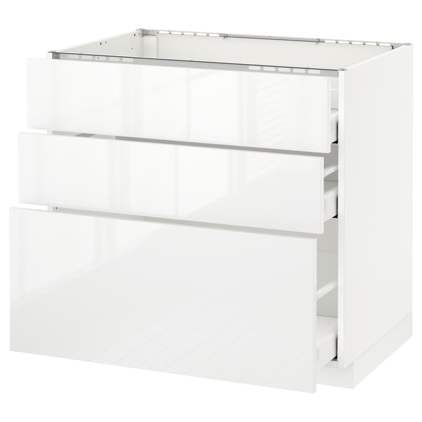 METOD Base cab f hob/3 fronts/3 drawers, white Maximera/Ringhult white, 90x60x80 cm