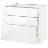 METOD Base cab f hob/3 fronts/3 drawers, white Maximera/Ringhult white, 90x60x80 cm