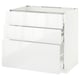 METOD Base cab f hob/3 fronts/3 drawers, white Maximera/Ringhult white, 90x60x80 cm