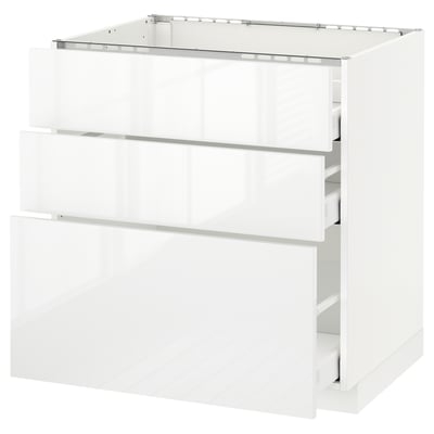 METOD Base cab f hob/3 fronts/3 drawers, white Maximera/Ringhult white, 80x60x80 cm