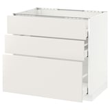 METOD Base cab f hob/3 fronts/3 drawers, white Maximera/Veddinge white, 90x60x80 cm