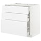 METOD Base cab f hob/3 fronts/3 drawers, white Maximera/Voxtorp high-gloss/white, 90x60x80 cm