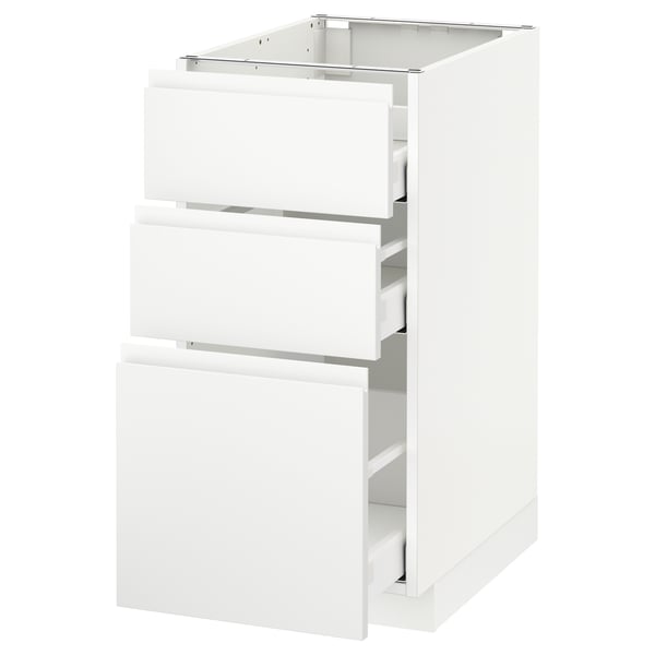 METOD Base cab f hob/3 fronts/3 drawers, white Maximera/Voxtorp matt white, 40x60x80 cm
