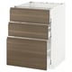 METOD Base cab f hob/3 fronts/3 drawers, white Maximera/Voxtorp walnut, 60x60x80 cm