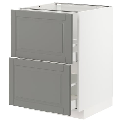 Ikea METOD grey kitchen cabinet with two drawers.