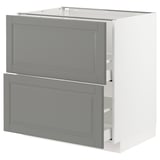 METOD Base cab f sink+2 fronts/2 drawers, white Maximera/Bodbyn grey, 80x60x80 cm