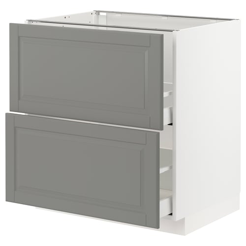 Modern grey METOD kitchen cabinet, 2-drawer base.