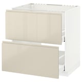 METOD Base cab f sink+2 fronts/2 drawers, white Maximera/Voxtorp high-gloss light beige, 80x60x80 cm