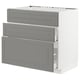 METOD Base cab f sink+3 fronts/2 drawers, white Maximera/Bodbyn grey, 90x60x80 cm