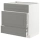 METOD Base cab f sink+3 fronts/2 drawers, white Maximera/Bodbyn grey, 80x60x80 cm