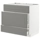 METOD Base cab f sink+3 fronts/2 drawers, white Maximera/Bodbyn grey, 90x60x80 cm