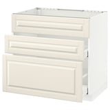 METOD Base cab f sink+3 fronts/2 drawers, white Maximera/Bodbyn off-white, 90x60x80 cm