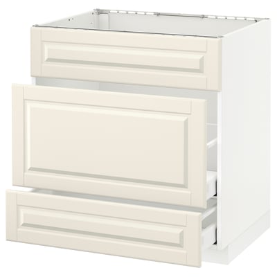 METOD Base cab f sink+3 fronts/2 drawers, white Maximera/Bodbyn off-white, 80x60x80 cm
