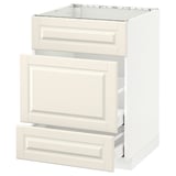METOD Base cab f sink+3 fronts/2 drawers, white Maximera/Bodbyn off-white, 60x60x80 cm