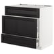 METOD Base cab f sink+3 fronts/2 drawers, white Maximera/Lerhyttan black stained, 90x60x80 cm