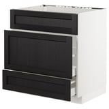 METOD Base cab f sink+3 fronts/2 drawers, white Maximera/Lerhyttan black stained, 80x60x80 cm