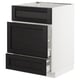 METOD Base cab f sink+3 fronts/2 drawers, white Maximera/Lerhyttan black stained, 60x60x80 cm