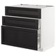 METOD Base cab f sink+3 fronts/2 drawers, white Maximera/Lerhyttan black stained, 90x60x80 cm