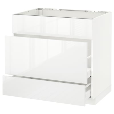 METOD Base cab f sink+3 fronts/2 drawers, white Maximera/Ringhult white, 90x60x80 cm