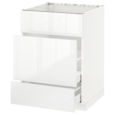 METOD Base cab f sink+3 fronts/2 drawers, white Maximera/Ringhult white, 60x60x80 cm