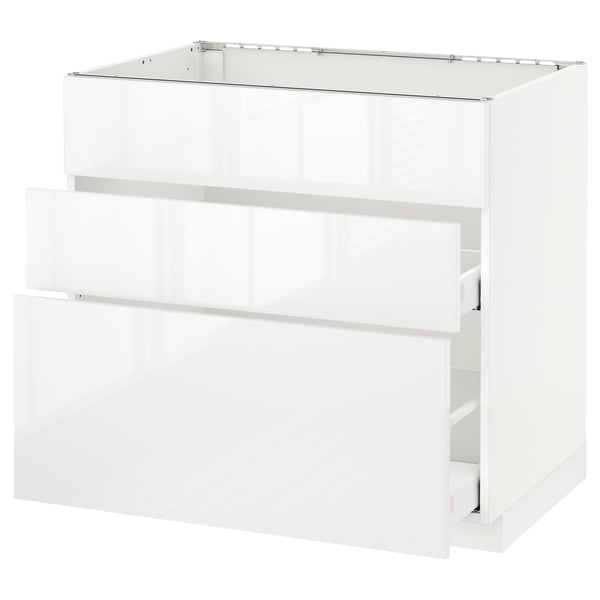 METOD Base cab f sink+3 fronts/2 drawers, white Maximera/Ringhult white, 90x60x80 cm