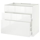 METOD Base cab f sink+3 fronts/2 drawers, white Maximera/Ringhult white, 90x60x80 cm