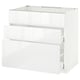 METOD Base cab f sink+3 fronts/2 drawers, white Maximera/Ringhult white, 90x60x80 cm