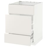 METOD Base cab f sink+3 fronts/2 drawers, white Maximera/Veddinge white, 60x60x80 cm