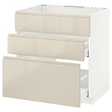 METOD Base cab f sink+3 fronts/2 drawers, white Maximera/Voxtorp high-gloss light beige, 80x60x80 cm