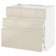 METOD Base cab f sink+3 fronts/2 drawers, white Maximera/Voxtorp high-gloss light beige, 90x60x80 cm