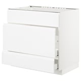 METOD Base cab f sink+3 fronts/2 drawers, white Maximera/Voxtorp high-gloss/white, 90x60x80 cm