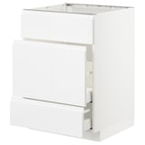 METOD Base cab f sink+3 fronts/2 drawers, white Maximera/Voxtorp high-gloss/white, 60x60x80 cm
