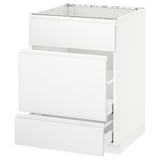 METOD Base cab f sink+3 fronts/2 drawers, white Maximera/Voxtorp matt white, 60x60x80 cm
