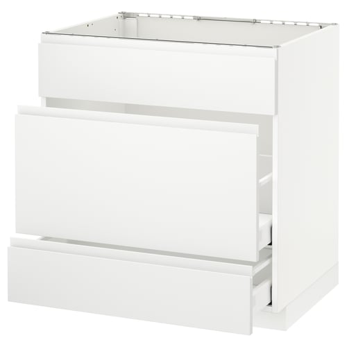 METOD kitchen unit in white with drawers.