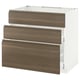 METOD Base cab f sink+3 fronts/2 drawers, white Maximera/Voxtorp walnut, 90x60x80 cm