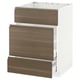 METOD Base cab f sink+3 fronts/2 drawers, white Maximera/Voxtorp walnut, 60x60x80 cm