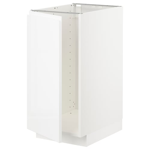 White METOD kitchen cabinet, modern high gloss design.