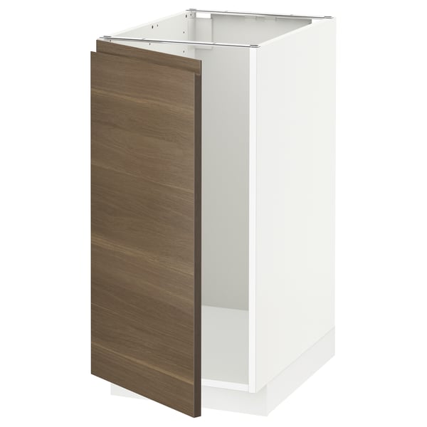 METOD Base cab f sink/waste sorting, white/Voxtorp walnut effect, 40x60x80 cm