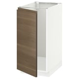 METOD Base cab f sink/waste sorting, white/Voxtorp walnut effect, 40x60x80 cm
